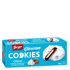 Bergen Cookies &amp; Cream - Vanilla Flavoured Filling Keksz Box [128g]