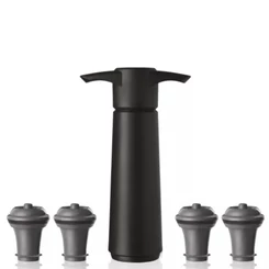 Vacu Vin Vákuumpumpa Borzár - 4 db dugóval (Fekete)