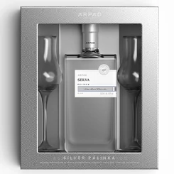 Árpád Silver Szilva Pálinka (Exkluzív Díszdoboz 2db Tulipán Pohárral) [0,5L|40%]