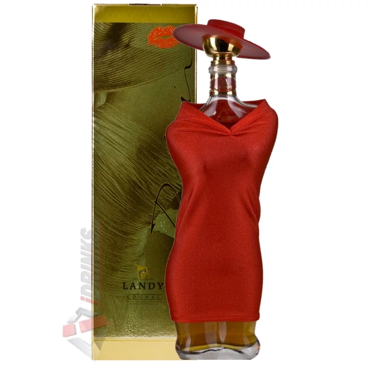 landy desir cognac lady in red dress Rare & Unique Landy Cognac Desir Lady in red dress and hat decanter-empty